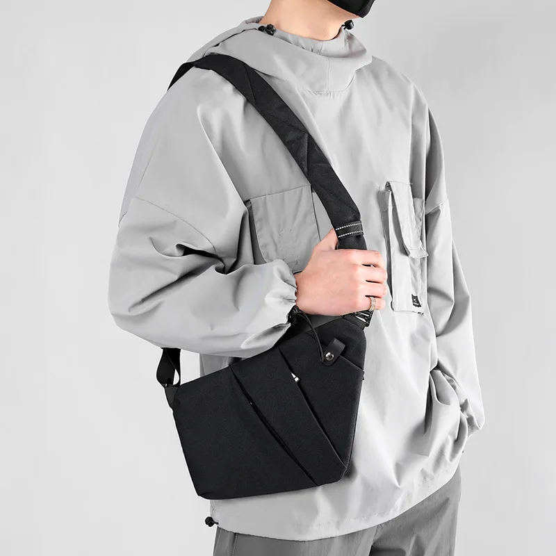 New Small Crossbody Bags for Men Waterproof Chest Bag Male Lightweight Messenger Bag Mini Travel Bag with Reflective Strip