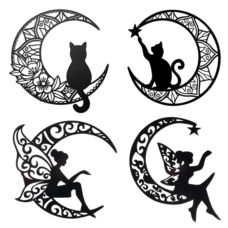 

Cat Animal Silhouette Garden Wooden Stake Decoration Art Hollow Black Cat Decoration Home Courtyard Outdoor Decoration