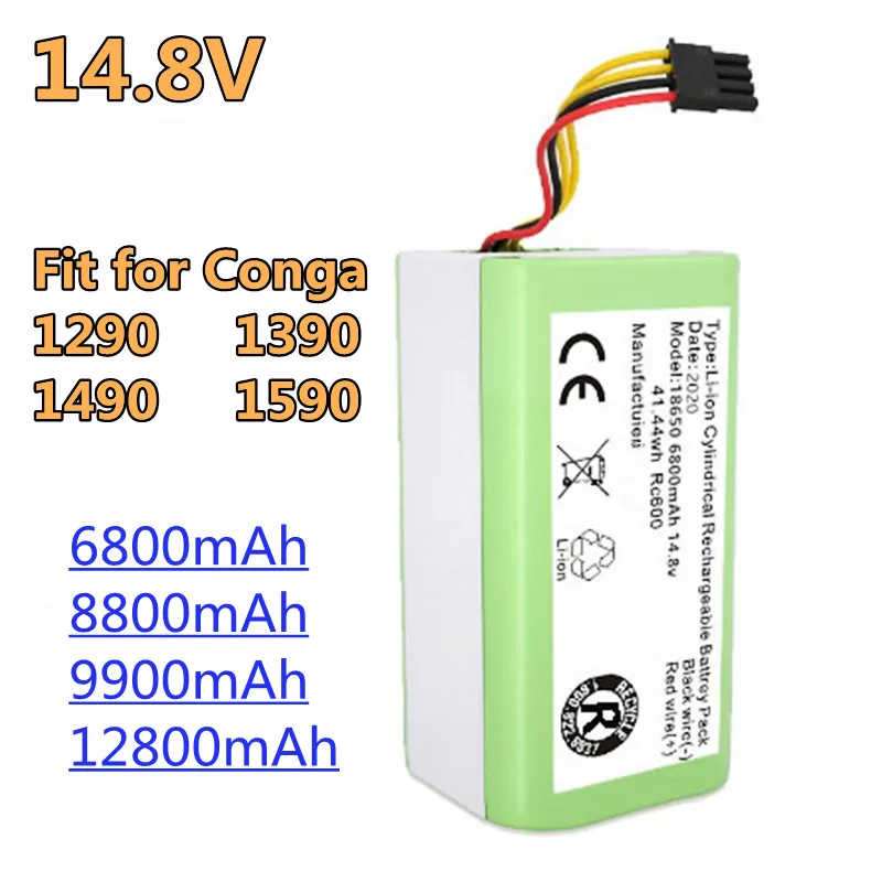 

100% Original 14.4V 12800mah Li-Ion Batterij Voor Cecotec Conga 1290 1390 1490 1590 Stofzuiger Genio Deluxe 370 Gutrend Echo 520