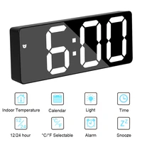 mirror alarm led clock acrylic digital clock voice control snooze time temperature display night mode reloj despertador digital