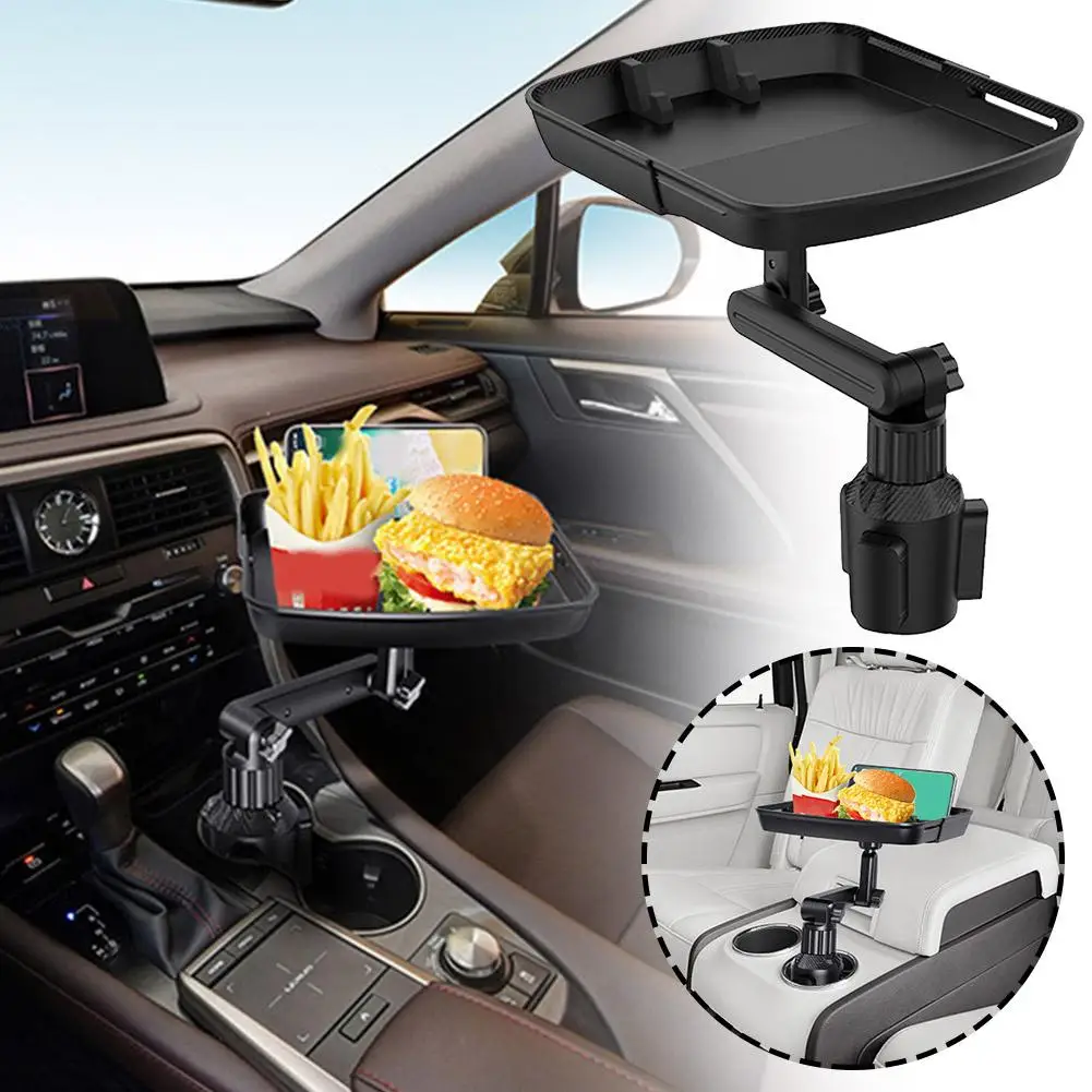 

Универсальный автомобильный поднос для стаканов с двойным держателем для чашек стол для еды в автомобиле портативный регулируемый поднос для напитков E2C1