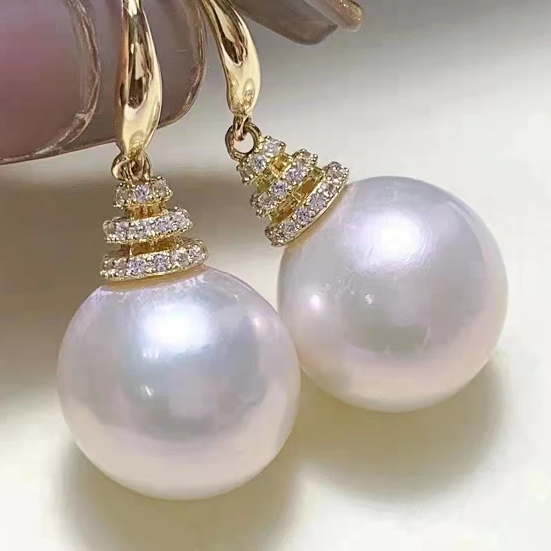 

Huitan New Fashion Imitation Pearl Drop Earrings for Women Full Paved Dazzling CZ Stone Elegant Gold Color Lady Dangle Earrings