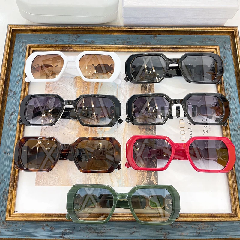 

Retro Luxury Big Square Frame Diamond Inlaid Brand Designer Sunglasses 5871 Men Women Fashion Unnormally Gradient Sun Glasses