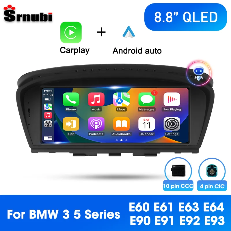 

Srnubi 8.8” Android 11 2Din Car Radio for BMW 3 5Series E60 E61 E63 E64 E90 E91 E92 E93 CCC CIC System Carplay Navigation Stereo