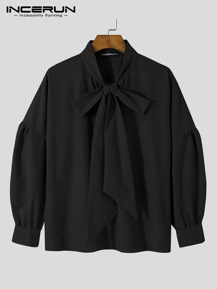 Handsome Well Fitting Men's Loose Long Sleeve Tie Shirts Fashion Male Solid All-match Comfortable Shirts S-5XL INCERUN Tops 2022