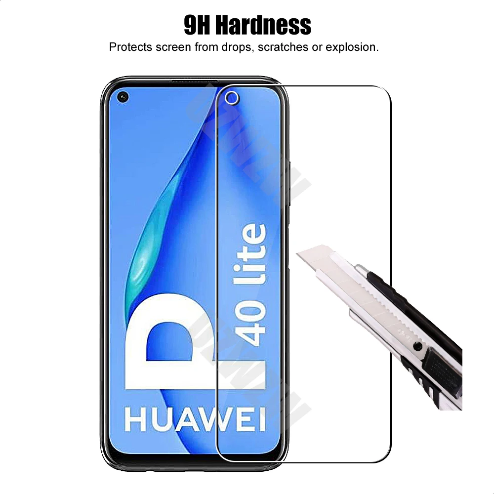 (2+2) For Huawei P40 Lite (4G) (2pcs) Camera Lens Film & (2pcs) Tempered Glass Screen Protectors Protective Guard HD Clear