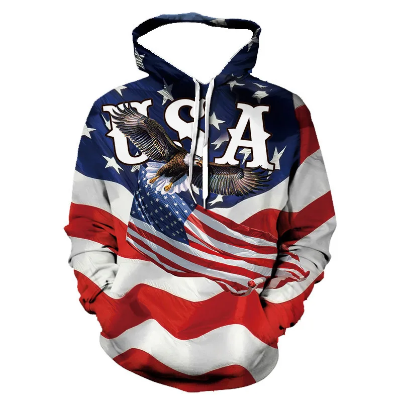 Fashion Cool Men's Hoodie 3D Printed Hoodie Limit Edition Trend American Flag Eagle Men Sportswear Kids Casual Unisex Pullover