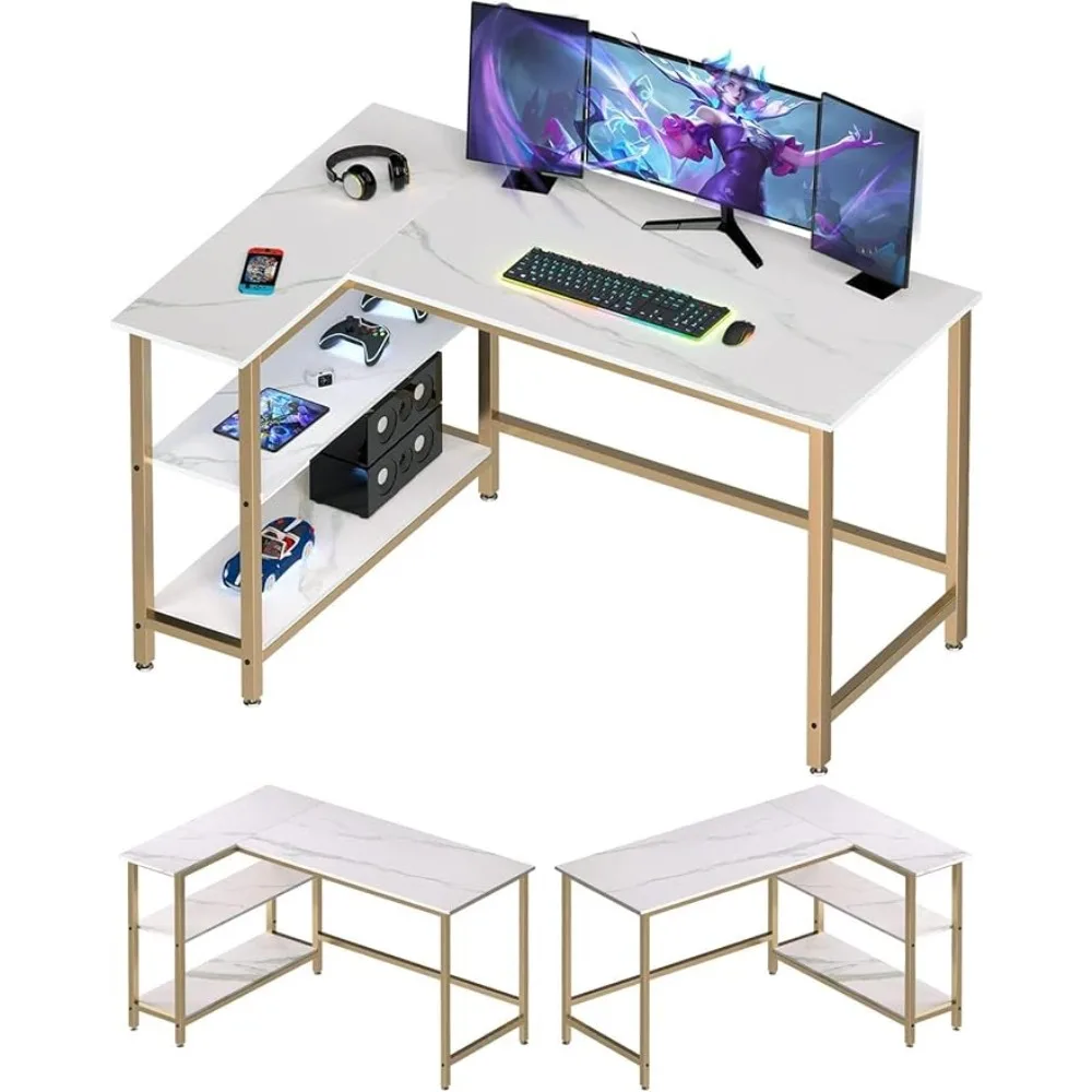 

WOODYNLUX L Shaped Computer Desk - Home Office Desk with Shelf, Gaming Desk Corner Table for Work, Writing and Study,