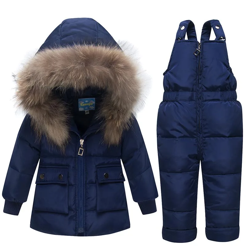 

New Winter for Boys Girls Ski Suit Children Duck Down Clothing Set Baby Warm Jacket + Pants Overalls Kids Clothes Snowsuit