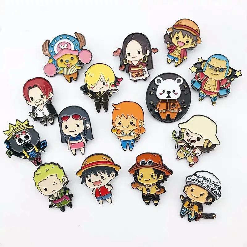 

Cartoon Q Version One Piece Brooch Anime Figures Luffy Nami Zoro Usopp Hip Hop Trend Badges Jewelry Backpacks Enamel Lapel Pins