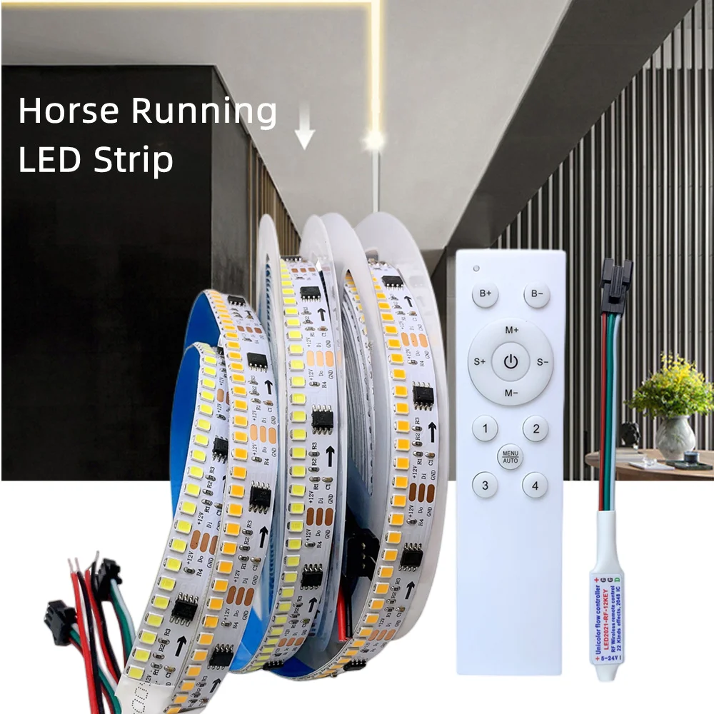 

DC12V Horse Running Race LED Strip WS2811 Running Water Flowing Light 12V 234leds/m 2835LEDs With Wireless Controller 12V Power