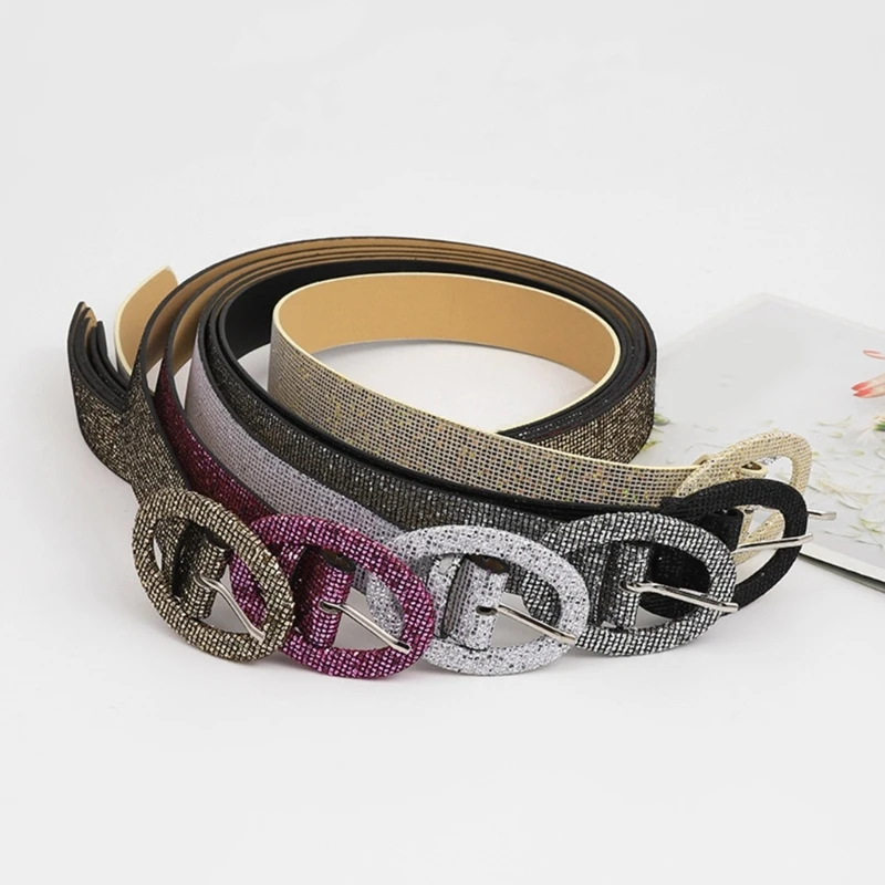 

Shinning Waist Belt Coat Jeans Sequins Belts for Women Men Luxury Glitter Studded Waist Strap for Jeans Formal Dress X4YC