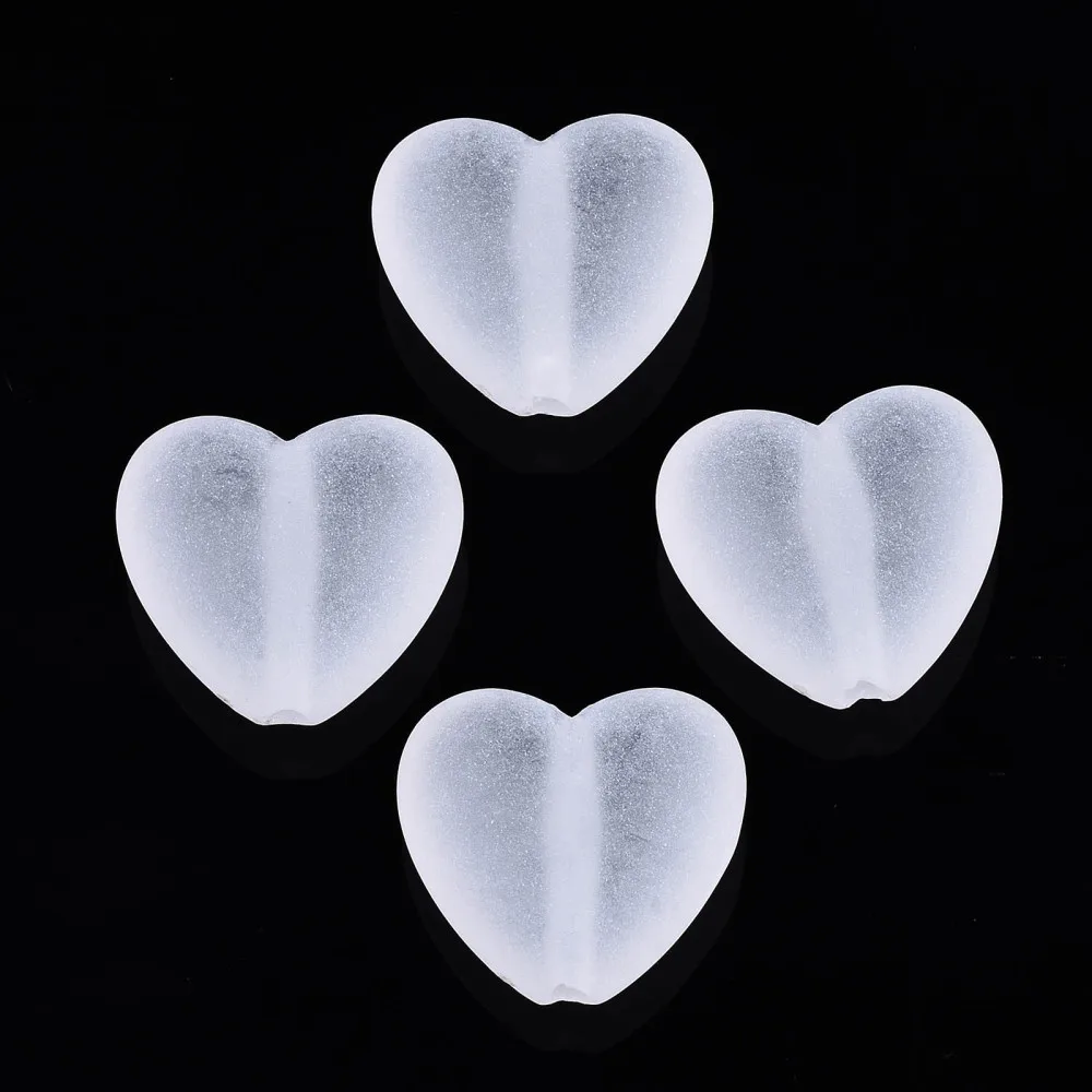 

50pc Transparent Acrylic Beads Frosted Heart Wheat 17x18x8mm Hole: 2mm