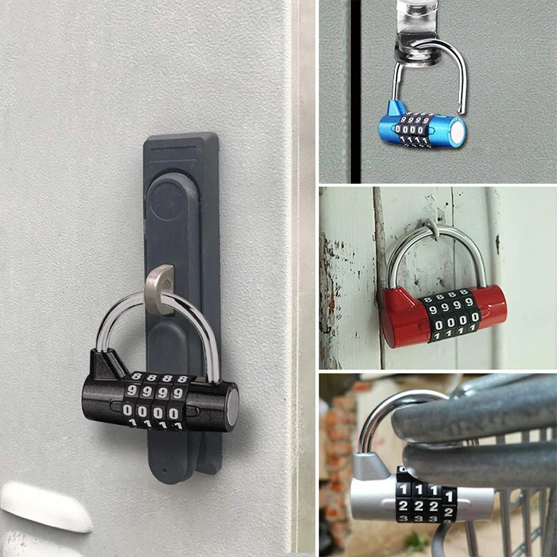

55*50mm Heavy Duty 4 Dial Digit Combination Lock Weatherproof Security Padlock Outdoor Gym Safely Code Lock Black