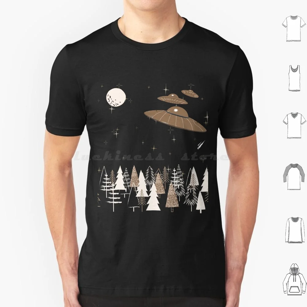 Футболка большого размера из 100% хлопка с изображением ночного вторжения НЛО