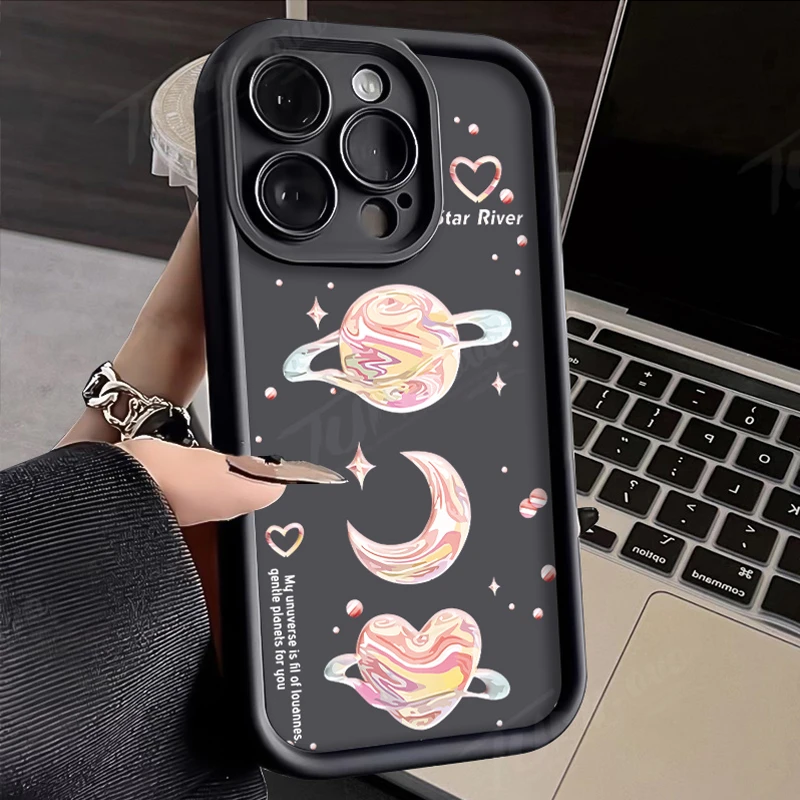 Матовый чехол для телефона с рисунком планеты сердца и звезд Xiaomi POCO X6 X5 X4 GT X3 NFC F3 F4