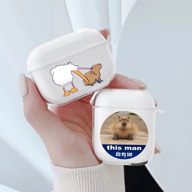 

Fun Capybara Meme Case for Apple Airpods Pro 2 1 3 Shockproof Protection Air Pods Earphone Box Soft Silicone Cover Funda Coque