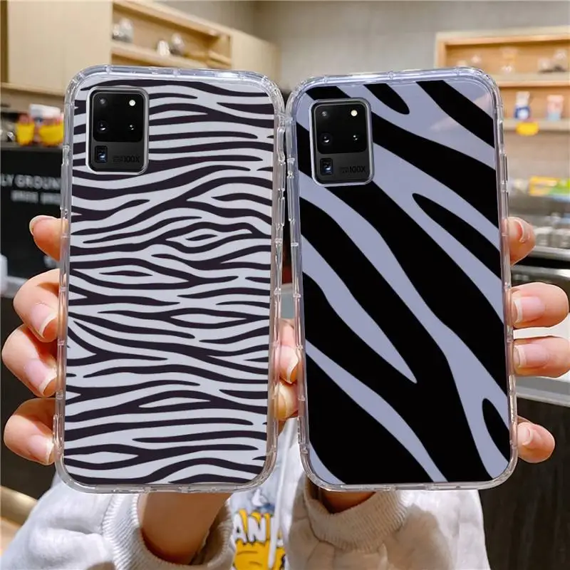 

Cartoon Zebra Pattern Phone Case For Samsung Galaxy S30 S30ultra5GA70 Edge Note10 Transparent Cove