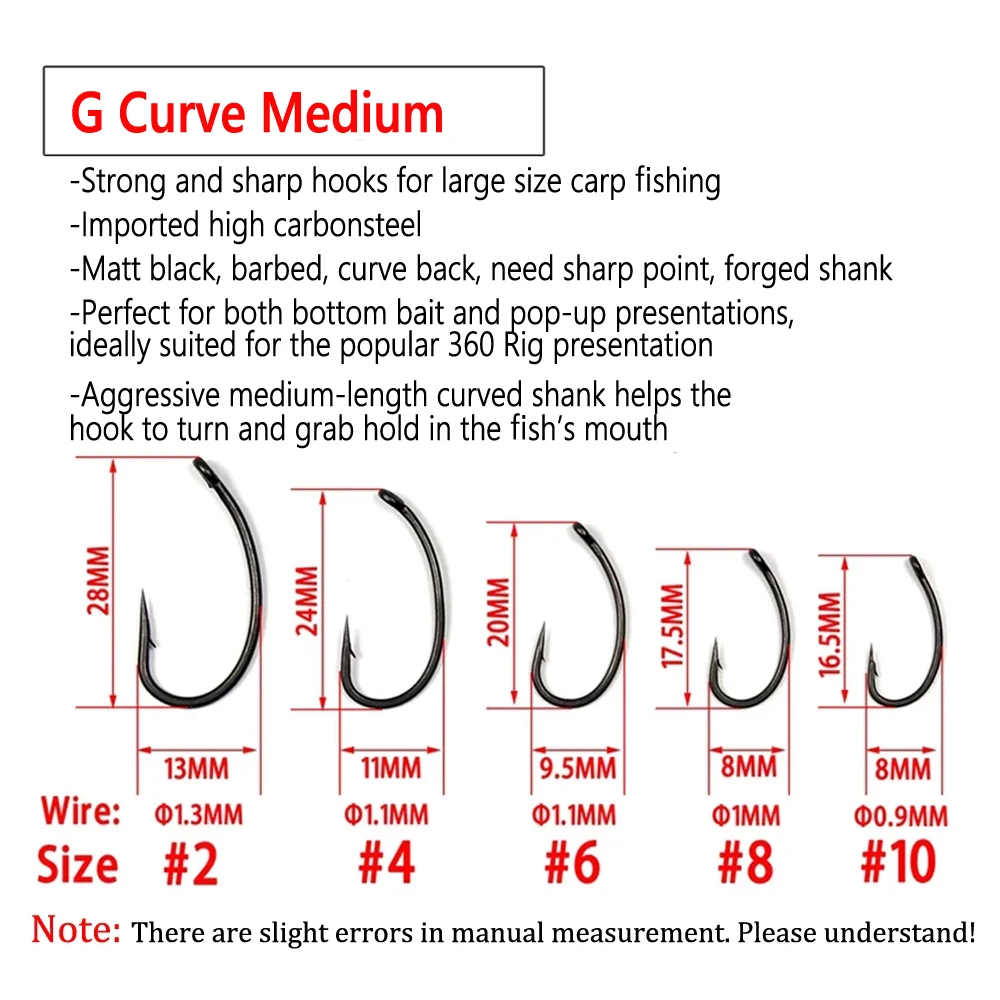 Bimoo 20pcs Europe Matte Black Carp Hooks Thick Wire High Carbon Steel Barbed Curve Shank Yn BN BNR Wi Fishing Hook #2-#10 - купить по
