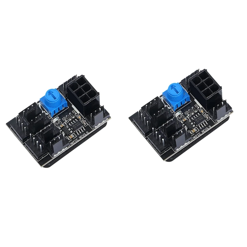 

2Pcs Chassis Fan PWM Hub Speed Controller High Power Support DC12V 3PIN/4PIN Desktop Computer Cooling Fans Splitter