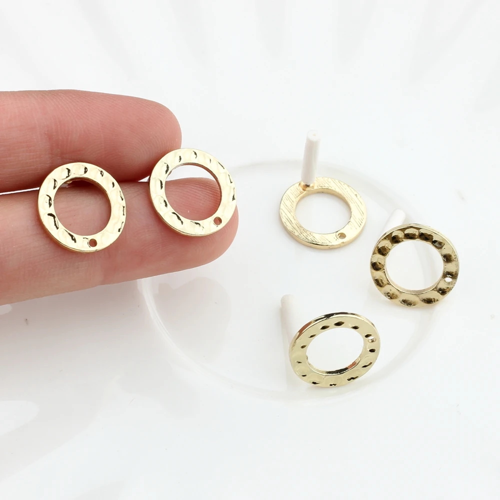 

Золотые серьги-гвоздики из цинкового сплава, простые круглые базовые серьги, разъемы, 10 шт./лот для «сделай сам», висячие серьги, ювелирные а...