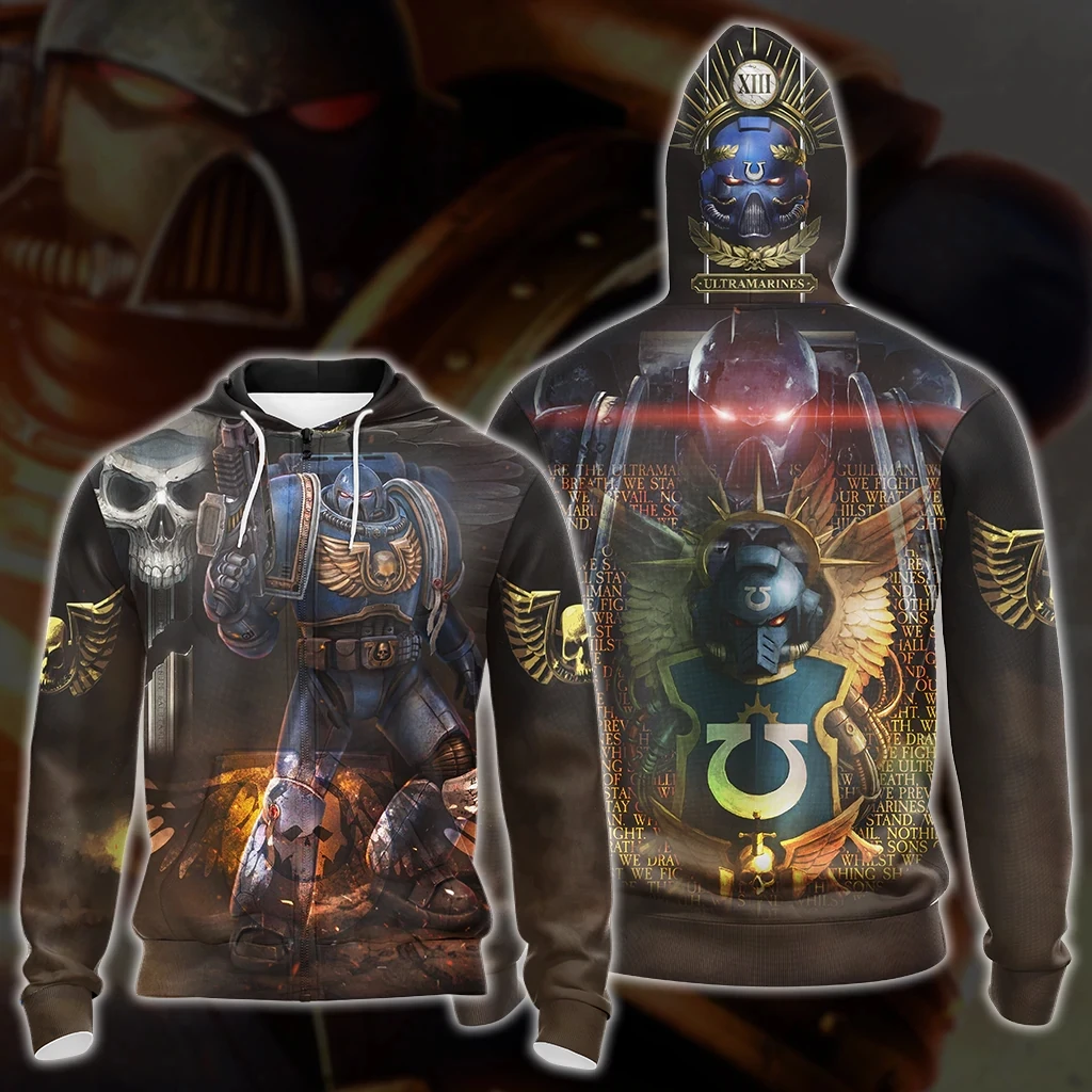 

Хэллоуин крутой костюм косплей Warhammer 40 Толстовка с принтом осенний Свитшот игровая искусственная куртка уличная одежда