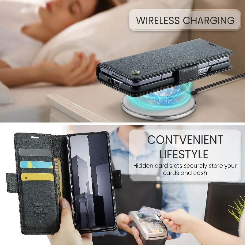 Боковая магнитная пряжка флип-кошелек с отделениями для карт чехол телефона Samsung