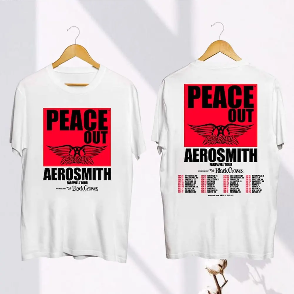 Фото Футболка-поклонник Aerosmith Peace Out Farewell Tour из 2024-2025 хлопка в подарок, рубашка-поклонник рок-группы Aerosmith в стиле 90-х, винтажная одежда Y2K, Топ №5