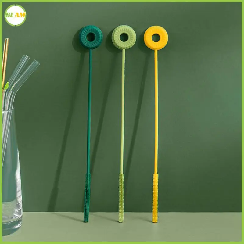 

Cleaning Brush 2023 Silicone Cup Brush Slender Household Cleaning Round Straw Brush Baby Bottle Household Cleaning Tools