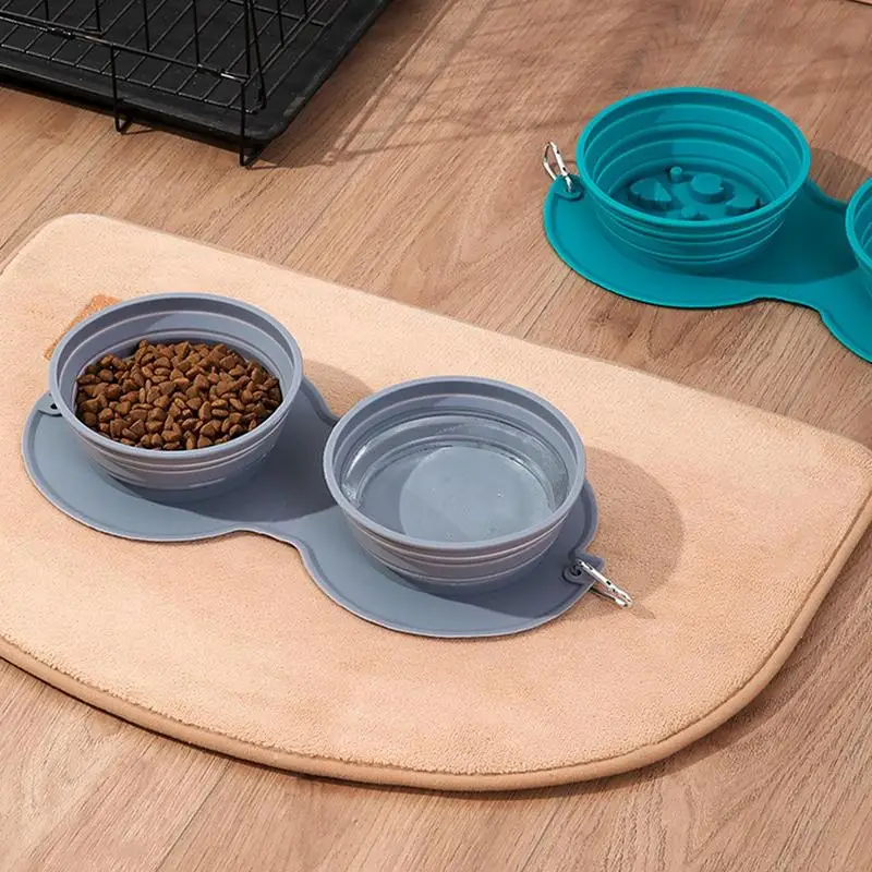 

Collapsible Slow Feed Bowl Foldable Dog Cat Feeding Containers Portable Pet Slow Food Bowl Silicone Twin Pet Dishes Dog Supplies