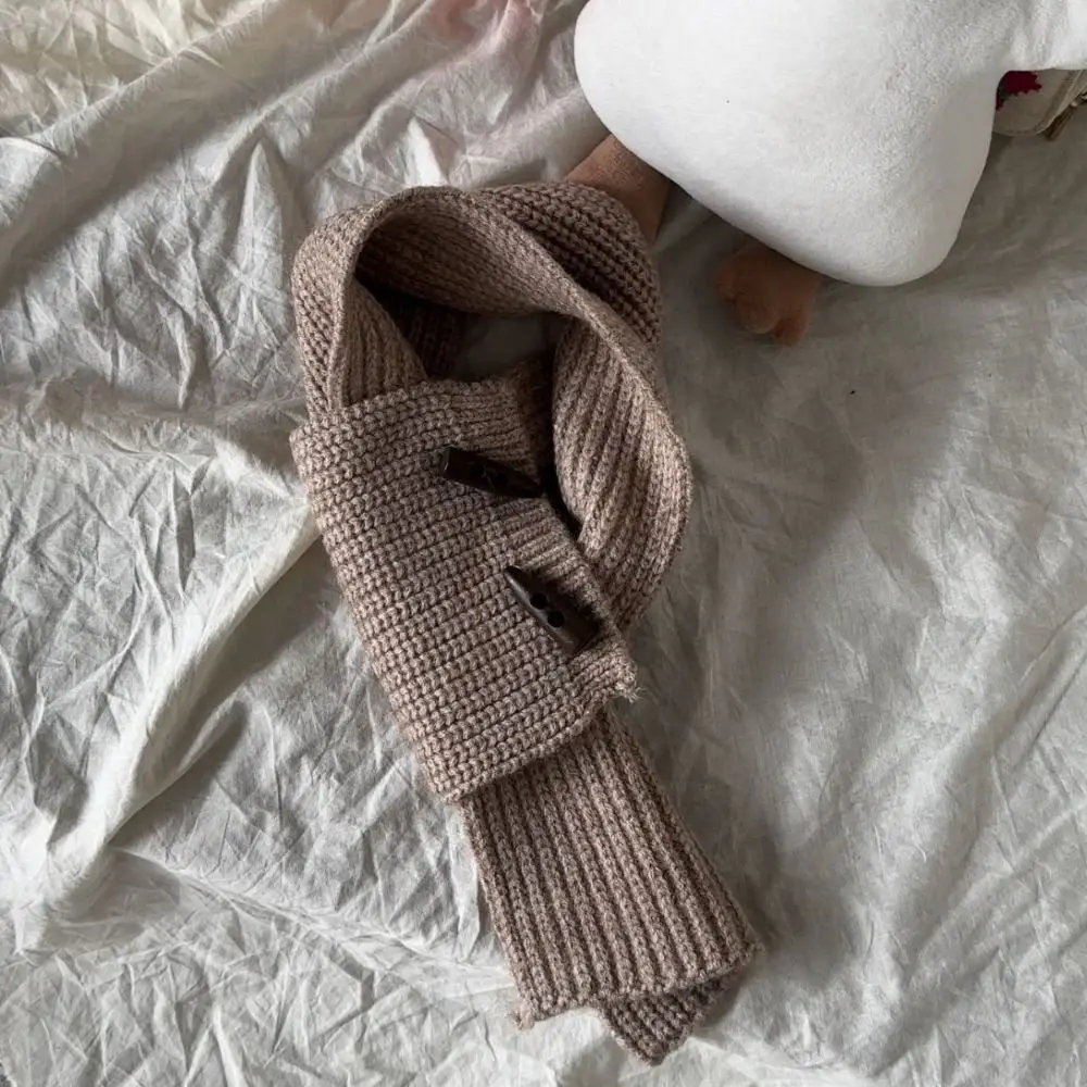 Теплый детский повседневный шарф однотонный вязаный искусственный воротник в