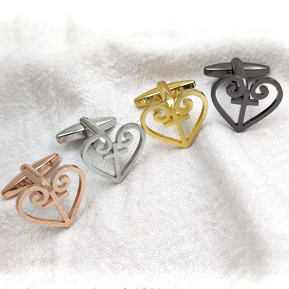 

Heart Cross Cufflinks for Mens Christian Faith Stainless Steel Shirt Cuff Clasp Button Wedding Husband Gift Religious Jewelry