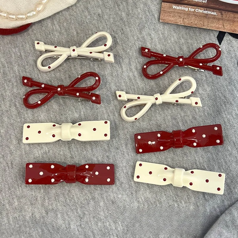 2/8 шт. заколки для волос с бантом в горошек женские простые пластиковые челкой по