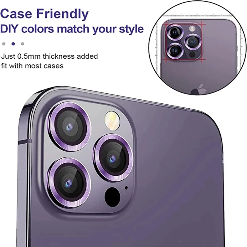 3D Metal Diamond Camera Lens Protector for IPhone 14 Pro Max 14Plus Luminous Lens Protective Glass for iPhone 11 12 13 PRO MAX