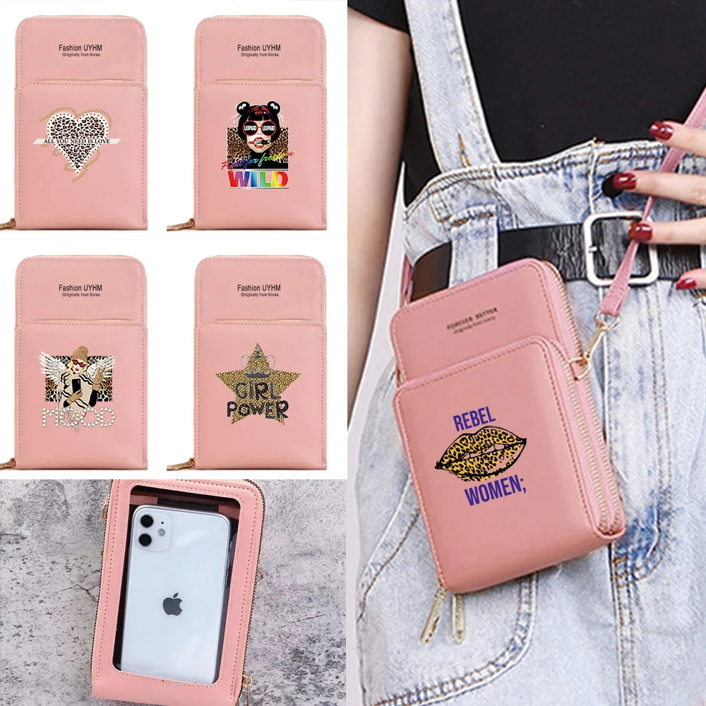 

New Leopard Pattern Shoulder Bags Touch Screen Phone Bags for Women Case Card Organizer Cell Phone Purse Messenger Pouch Handbag