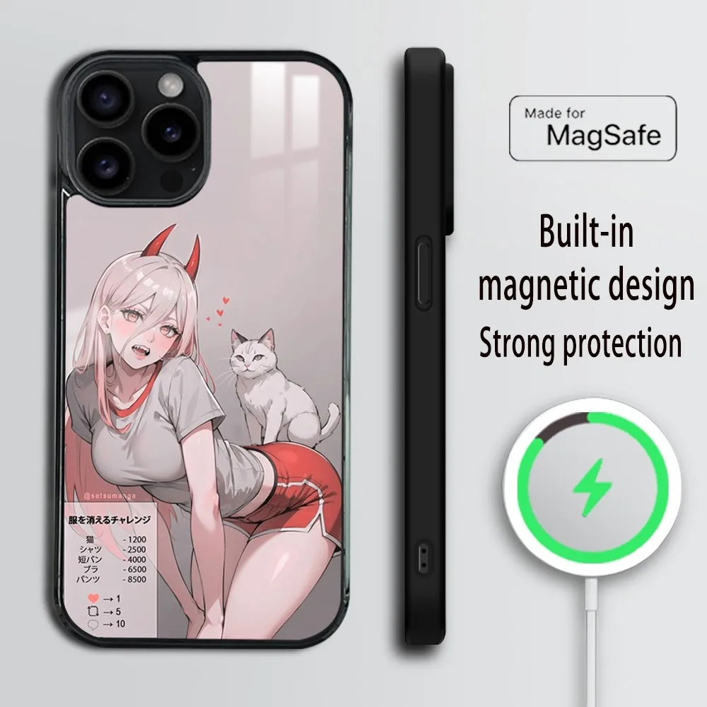 Chainsaw Man Denji Phone Case For iPhone 16 15 14 13 12 11 Pro Max Plus Mini Magsafe Mirror Wireless Magnetic Cover