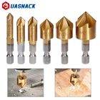 Набор сверл для зенковки, 36 шт., шестигранный хвостовик 14 дюйма, быстрорежущая сталь с 5 канавками, Зенковка с углом 90 градусов, фаска по дереву, фаска, 6 мм-19 мм