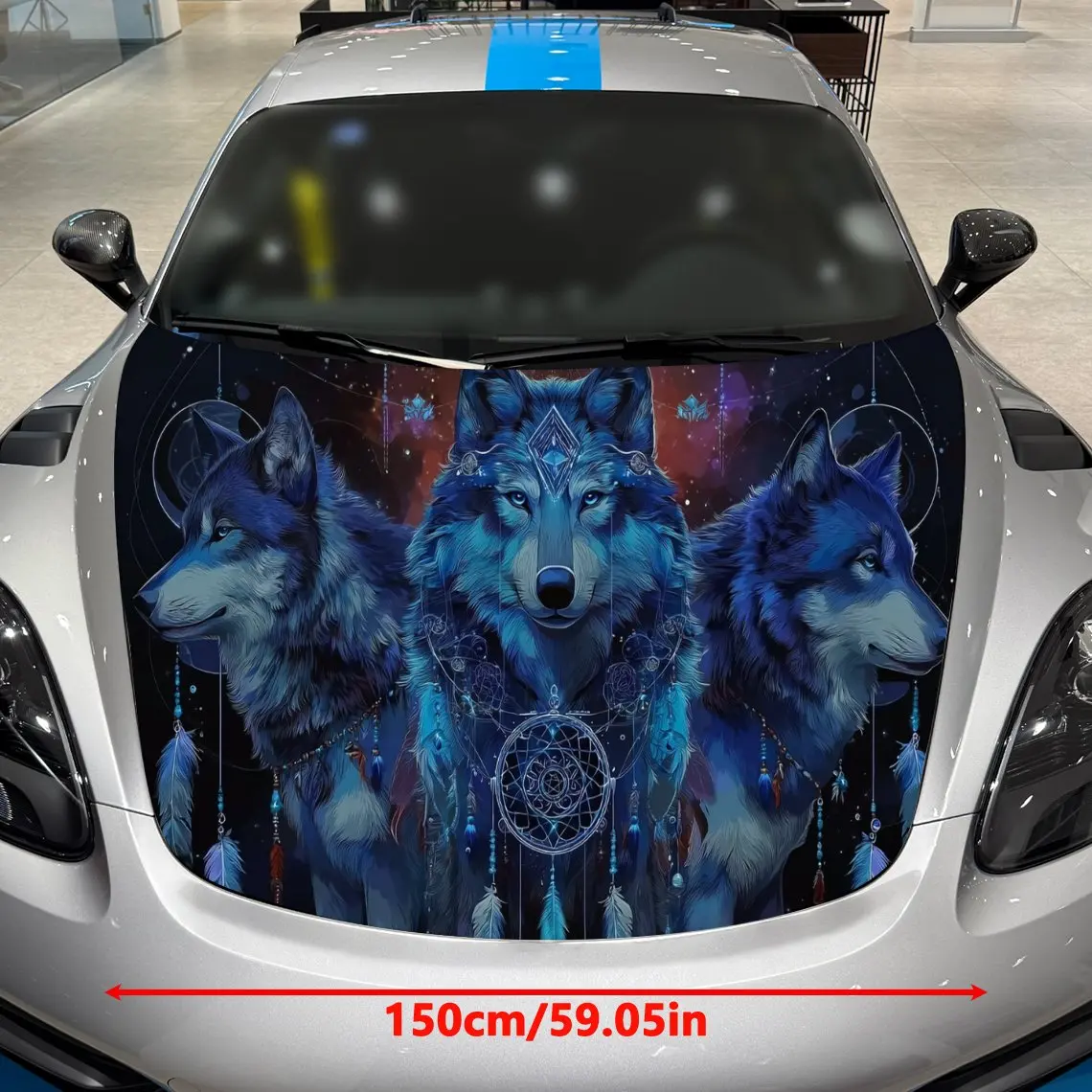 Фото Виниловая пленка для автомобиля Starfield Blue Wolves Dreamcatcher, водонепроницаемая наклейка на капот автомобиля из ПВХ, самоклеящаяся устойчивая к царапинам Sti №2