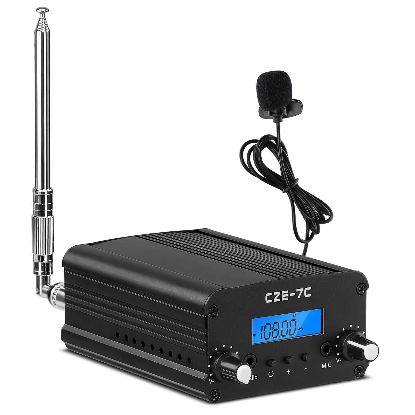 

CZE-7C 12V FM Transmitter for Church, 7W/1W MP3 Broadcast Radio Station 76~108MHz FM Transmitter With Mic for Drive in Movie