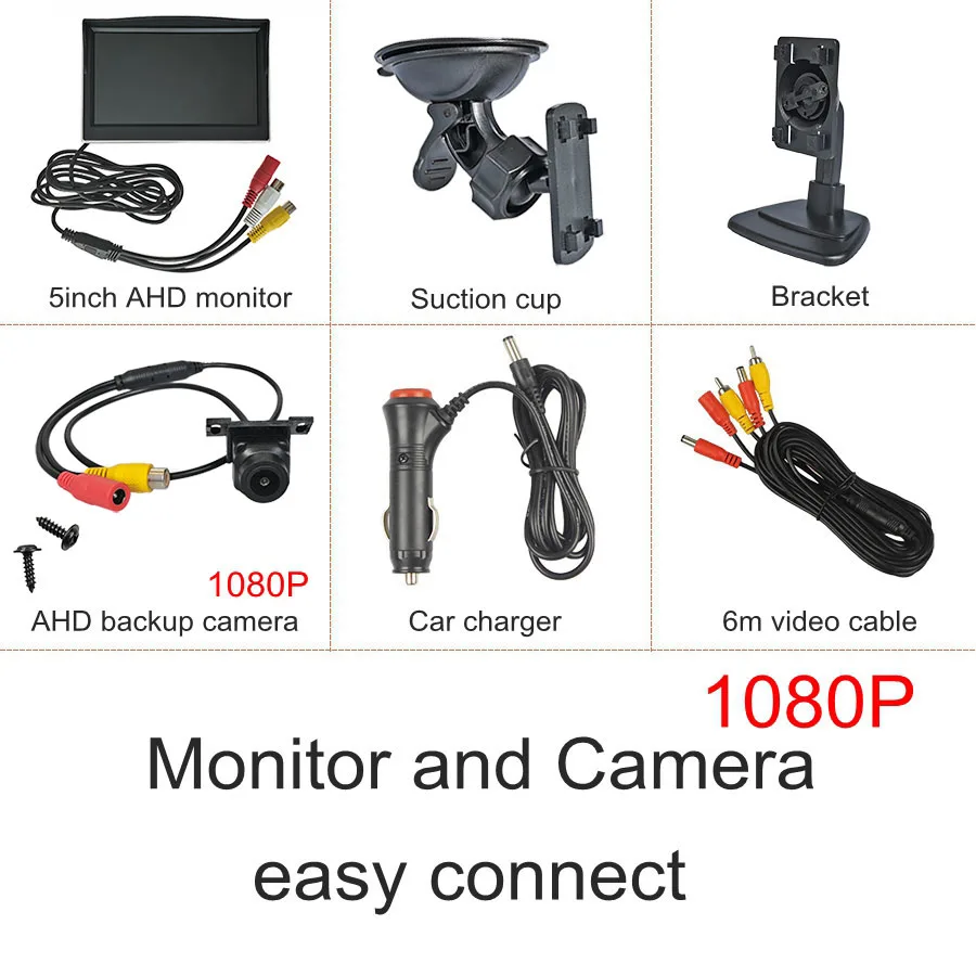 

DIYKIT 1920x1080 5-дюймовый AHD IPS Автомобильный монитор HD Starlight Ночное видение Резервная автомобильная камера Автомобильная камера заднего вида для автомобиля SUV MPV RV