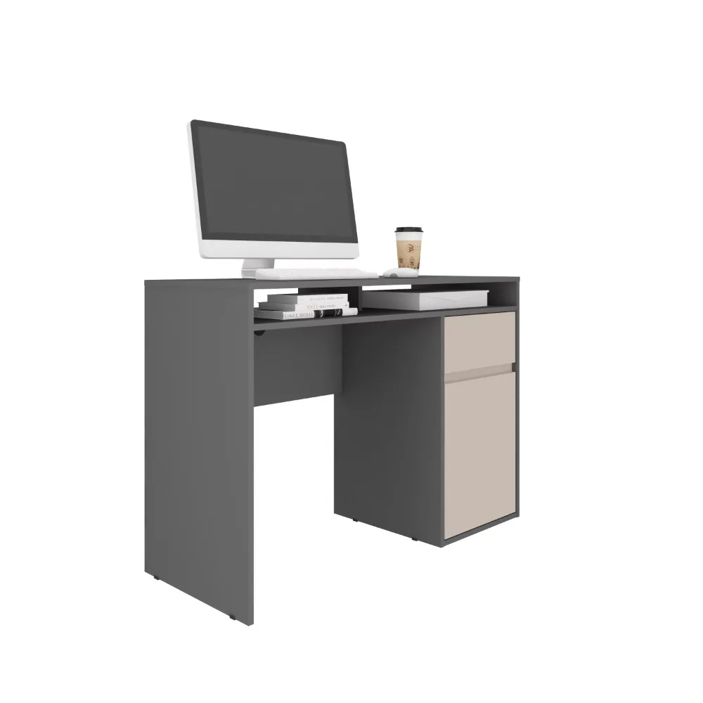 

Computer Desk Table Home Office Computer Workstation Desk With Storage, Grey Pc Desk