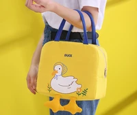 cute little yellow duck lunch bag cartoon animal lovely penguin bag fashion canvas lunch box bag thick aluminum foil portable