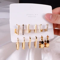 hoop earrings 2021 trend for women gold silver color stainless steel crystal fashion korean jewelry temperament jewelry %d1%81%d0%b5%d1%80%d1%8c%d0%b3%d0%b8