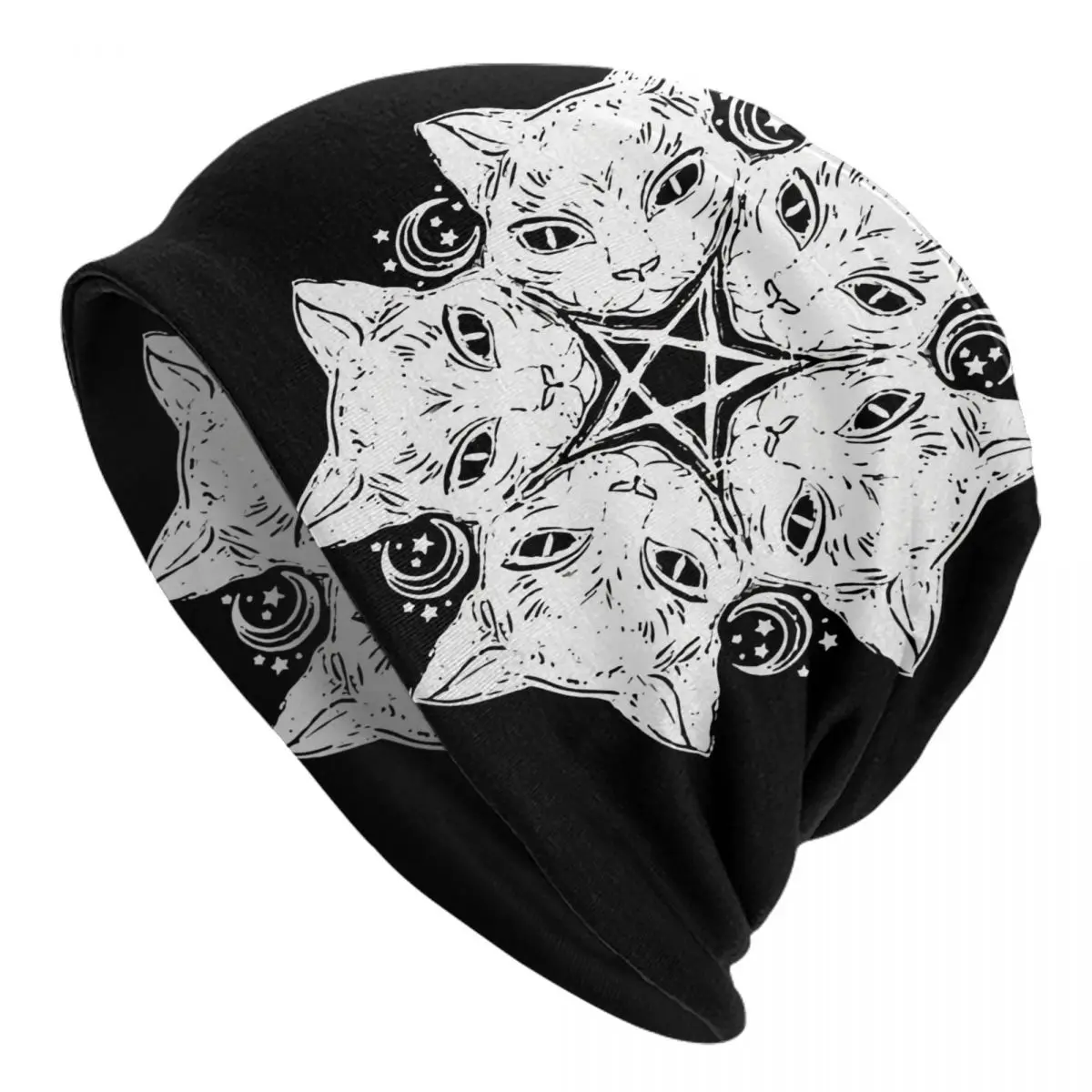 

Gothic Fashion Hats Cat Pentagram Thin Hat Bonnet Special Skullies Beanies Caps Men Women's Earmuffs