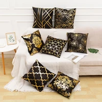 short plush cushion cover decorative retro european style stamping gold sofa pillowcase home decor pillow case cushion 4545cm