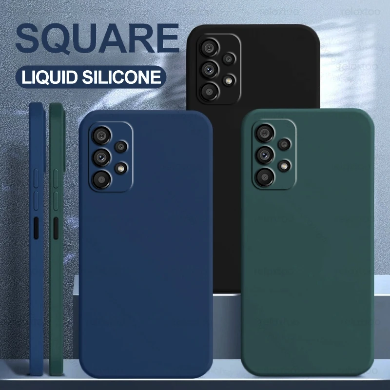Square Liquid Soft Silicone Back Cover For Samsung Galaxy A53 A73 5G Case Camera Shockproof Coque On Sumsung Samung A 53 73 2022