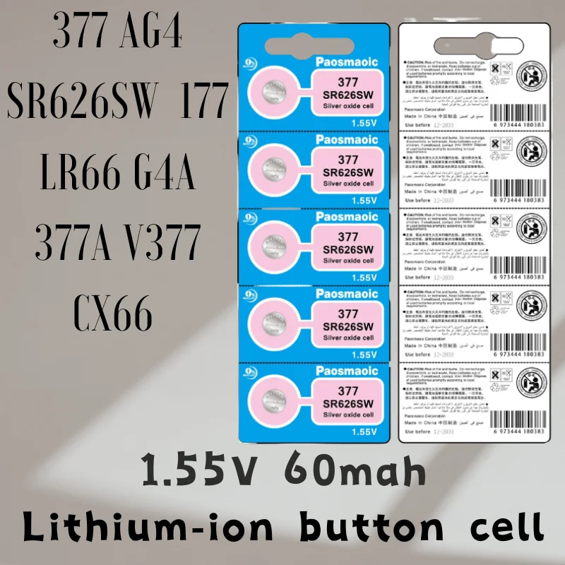 Новинка, оригинальный кнопочный элемент питания 377 SR626SW AG4 LR626 SR66 V377, 1,55 в, оксид серебра, аккумулятор для игрушек, часов швейцарского производства 377