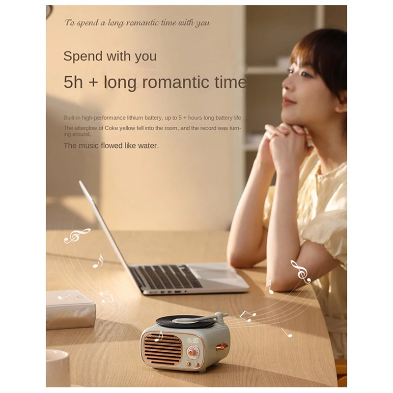 Старомодные винтажные маленькие Bluetooth-колонки с часами Портативные