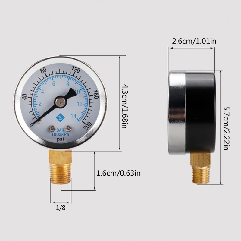Компактный манометр 652F для измерения давления воды со шкалой 1/8 дюйма NPT