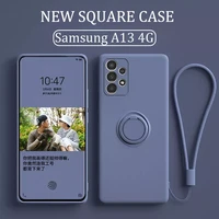 original square silicon case for samsung galaxy a13 4g camera protective back cover on a13 a 13 ring stand case